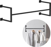 Sunnyhome Tringle à vêtements pour le mur - Tringle à vêtements - Portant - Zwart - Acier inoxydable - 90x30 cm