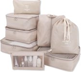 LaCardia Packing Cubes Beige - Koffer Organizer Set - Bagage Organizers - Compression Cube - Travel Backpack Organizer - 8-delig