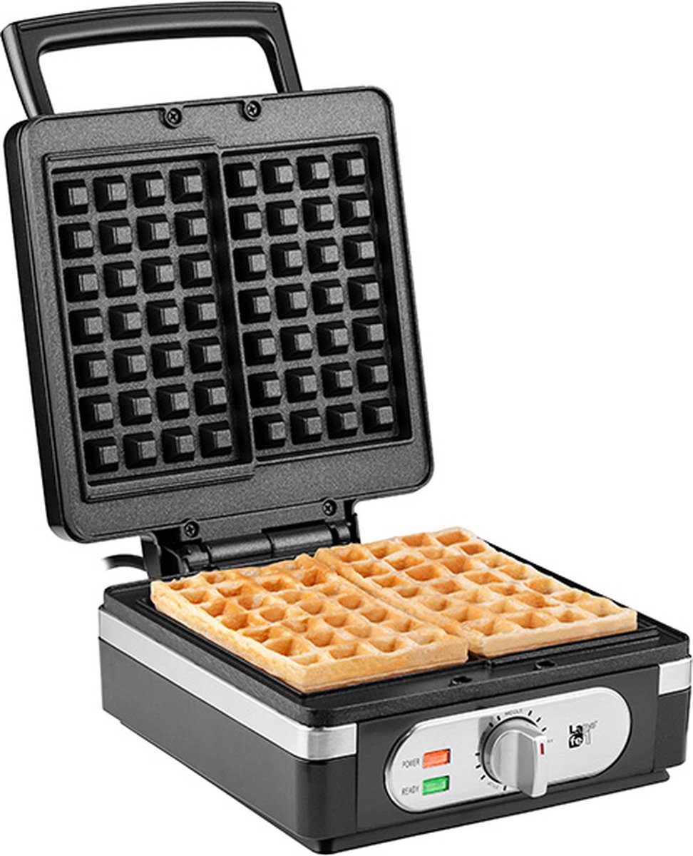 Lafe GFB-003 professionele wafelijzer voor 2 Brusselse wafels met non-stick coating - 1400W - koud blijvend handvat - regelbare thermostaat