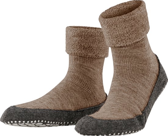 FALKE Cosyshoe anti-slip dots laine mérinos chaussettes de maison pantoufles hommes marron - Taille 45-46