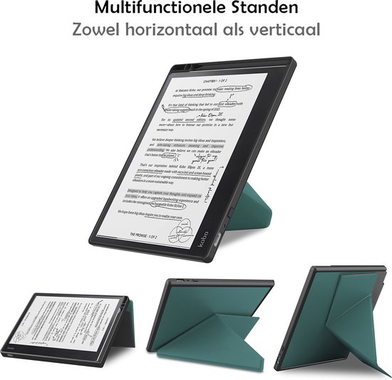 Hoesje Geschikt voor Kobo Elipsa 2E Hoes Bescherm Hoesje Case Sleep Cover Trifold - Hoes Geschikt voor Kobo Elipsa 2E Hoesje - Donkergroen van Hoesje  — afbeelding 5