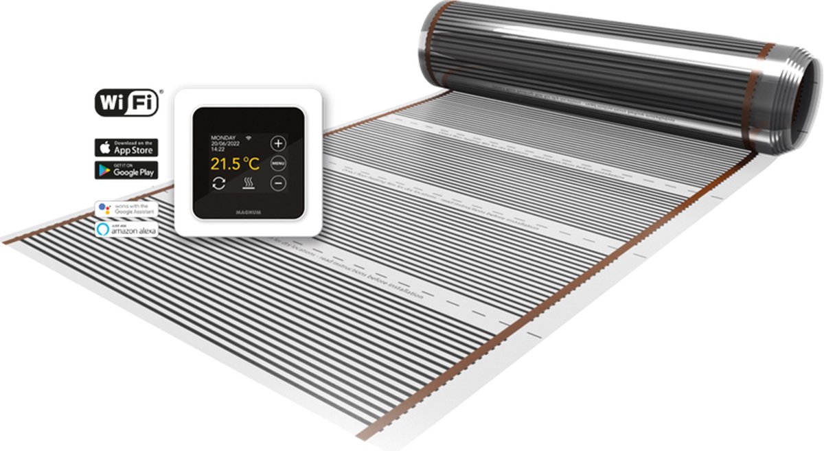 MAGNUM Foil - Set 10 m² / 1200 Watt, Elektrische Vloerverwarmingsfolie / MRC-inbouwthermostaat | Wit