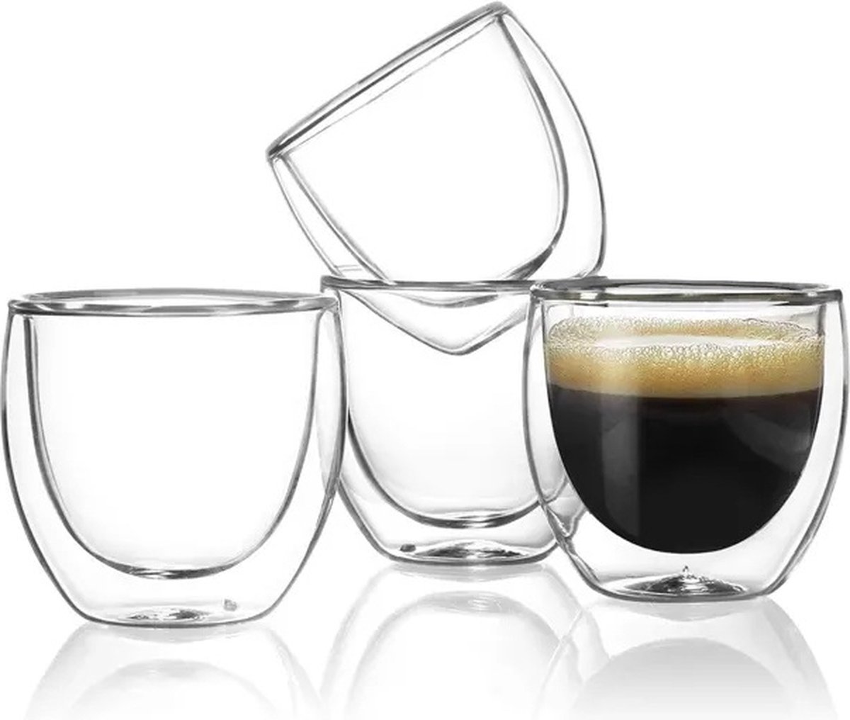 Boysan® Dubbelwandige glazen - 70 ml - 6 stuks - Koffieglazen - Drinkglas - Theeglazen - Espresso glazen - Drinkglazen