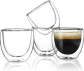 Boysan® Dubbelwandige glazen - 70 ml - 12 stuks - Koffieglazen - Drinkglas - Theeglazen - Espresso glazen - Drinkglazen