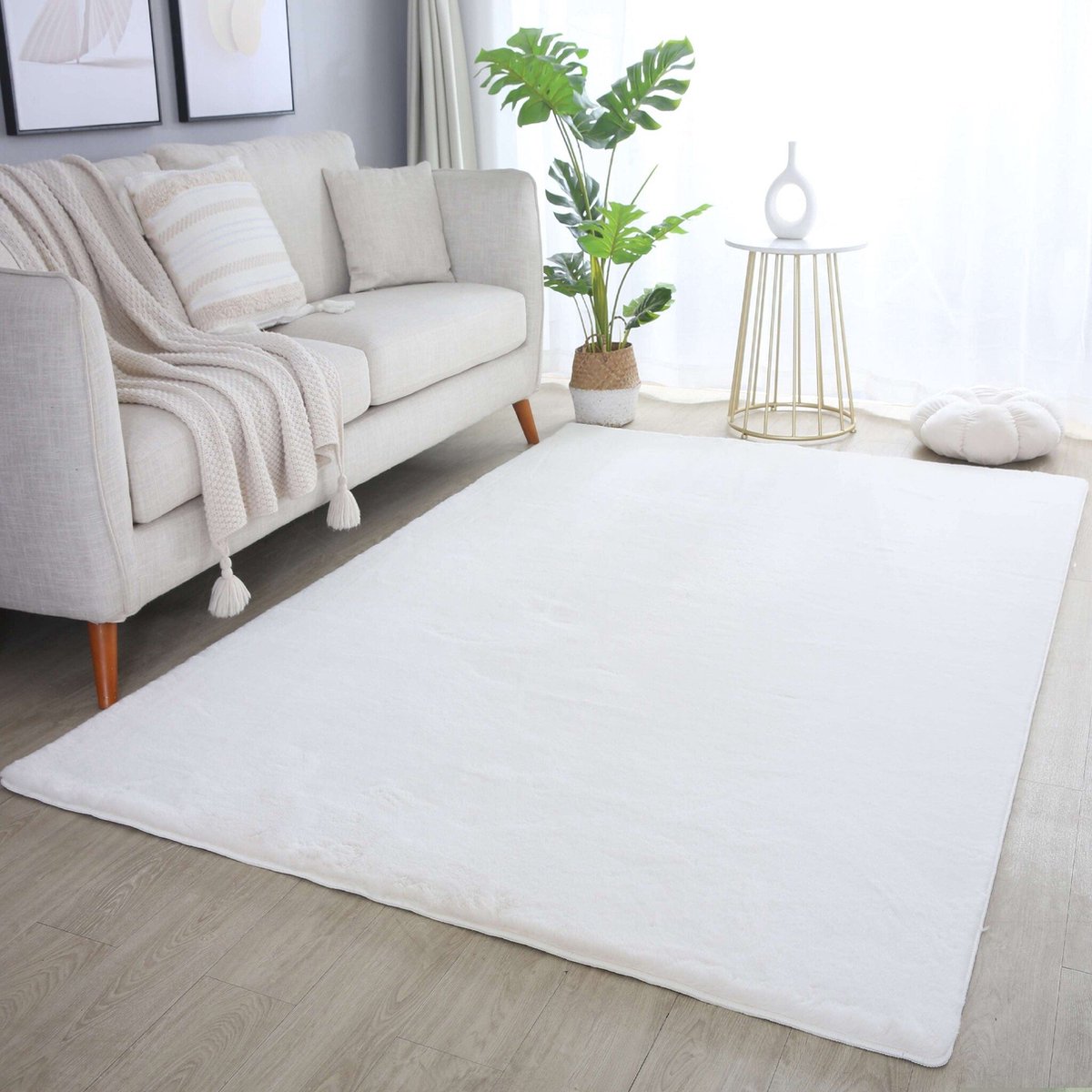 Flycarpets Teresa Hoogpolig Fluffy Vloerkleed - Creme - 200x290 cm