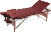 vidaXL - Inklapbare - massagetafel - 3 - zones - met - houten - frame - (Rood)