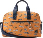 YLX Gear & Freek Vonk Blossom Reistas | Iceland Poppy & Varans | Iceland Poppy met hagedissen. Duffelbag - reistas - sporttas - Duffeltas - jungle - Johan de Varaan. Gemaakt van gerecycled plastic. Eco friendly. Oranje