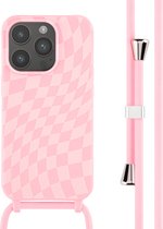 iMoshion Hoesje Geschikt voor iPhone 14 Pro Hoesje Met Koord - iMoshion Siliconen design hoesje met koord - Roze / Retro Pink