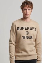 Superdry Workwear Logo Vintage Crew Heren Trui - Tan Brown Fleck Marl - Maat 3Xl