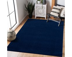Tapijtenloods Uni Effen Vloerkleed Laagpolig - Donker Blauw Navy - 140x200 CM - Modern Vloerkleed - Laagpolig Tapijt