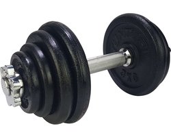 Tunturi Gewichten Gietijzer totaal 15kg - Halterset met schroefsluiting - Dumbbell Set - 1 Halterstang - 30mm - Incl. gratis fitness app