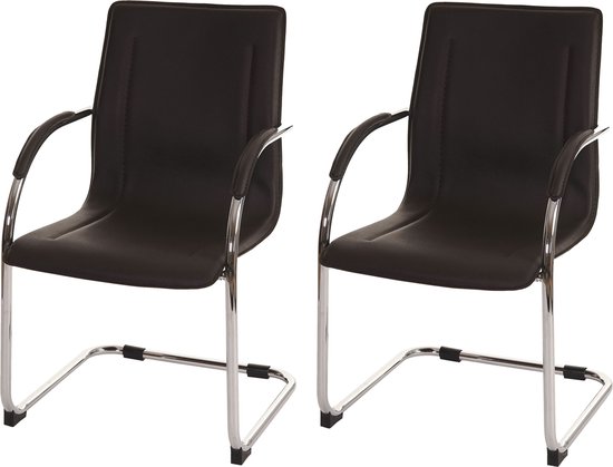 Set van 2 eetkamerstoelen Samara, vrijdragende keukenstoel fauteuil stoel, staal ~ bruin