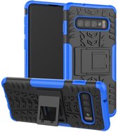 Coverup Rugged Kickstand Back Cover - Geschikt voor Samsung Galaxy S10 Plus Hoesje - Blauw