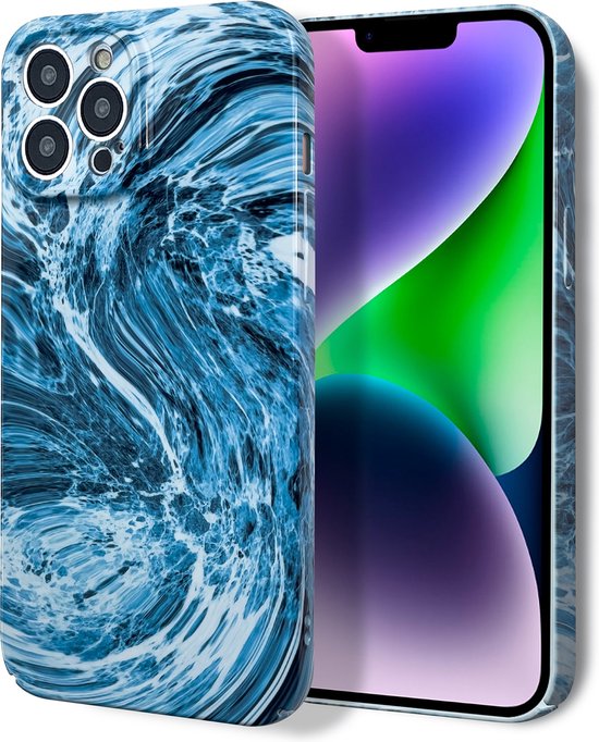 MarbleShield - L'ultime coque de protection en TPU marbré pour votre iPhone 11 Bleu Marine / Wit