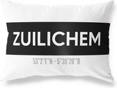 Tuinkussen ZUILICHEM - GELDERLAND met coördinaten - Buitenkussen - Bootkussen - Weerbestendig - Jouw Plaats - Studio216 - Modern - Zwart-Wit - 50x30cm