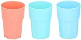 drinkbeker 380 ml 12 cm blauw/oranje 3 stuks