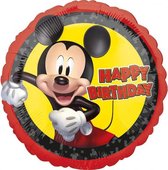 folieballon Mickey Mouse happy birthday 43 cm rood/zwart