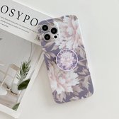 Voor iPhone 11 Pro Max Frosted Flowers Pattern IMD TPU Case met opvouwbare houder (grijs)