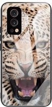 Kleurrijk gelakt glas schokbestendig beschermhoesje voor OnePlus Nord 2 5G (Leopard)
