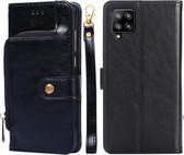 Voor Samsung Galaxy A42 5G Rits Tas PU + TPU Horizontale Flip Lederen Case met Houder & Kaartsleuf & Portemonnee & Lanyard (Zwart)