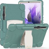 Voor Samsung Galaxy Tab S7+/S7 FE 12,4 inch 3-laags beschermingsschermframe + pc + siliconen schokbestendig combinatiehoesje met houder (smaragdgroen)