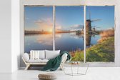 Behang - Fotobehang Doorkijk - Water - Molen - Breedte 360 cm x hoogte 240 cm