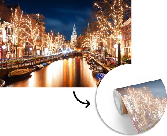 Papier Peint - Papier Papier peint photo Lumière - Nuit - Amsterdam - Largeur 360 cm x hauteur 240 cm
