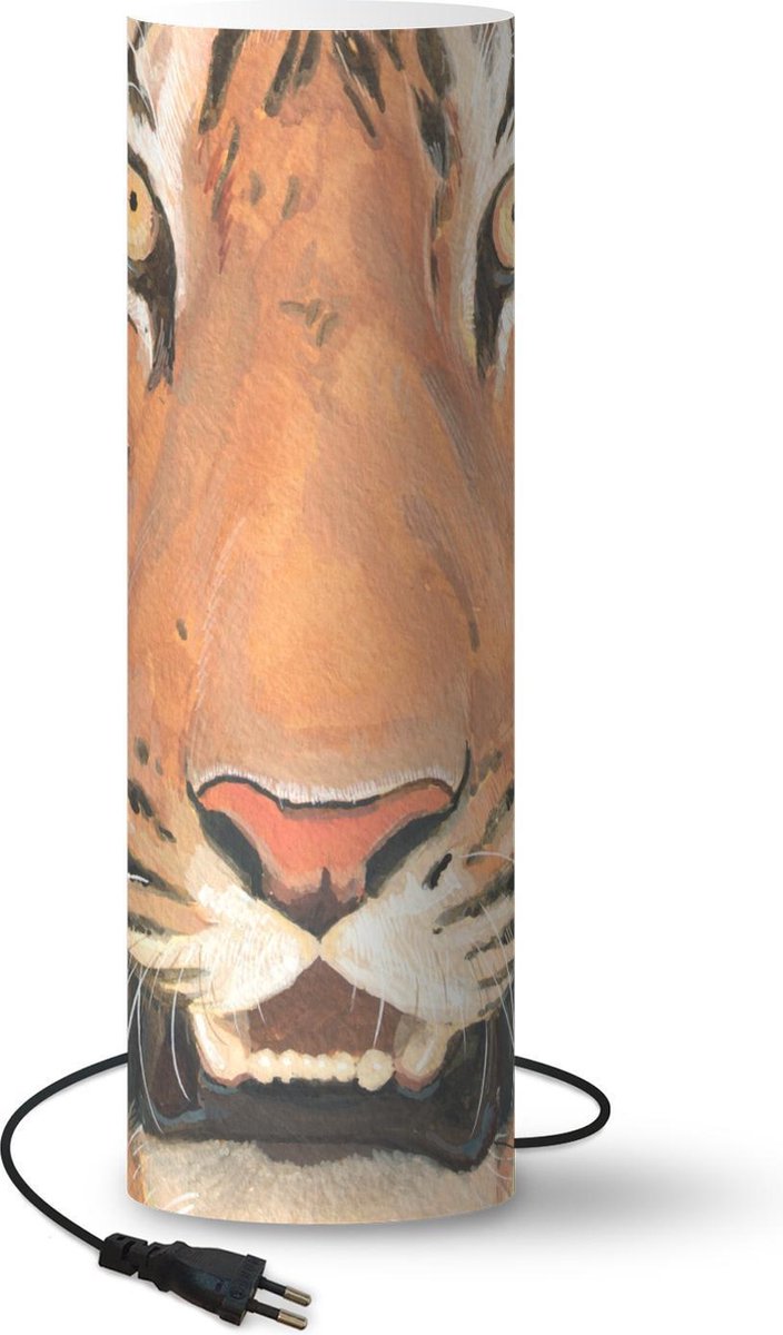Lamp - Nachtlampje - Tafellamp slaapkamer - Tijger - Kop - Oranje - 50 cm hoog - Ø15.9 cm - Inclusief LED lamp