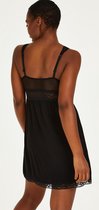 Hunkemöller Dames Nachtmode Slipdress Jersey Grafic Lace  - Zwart - maat L