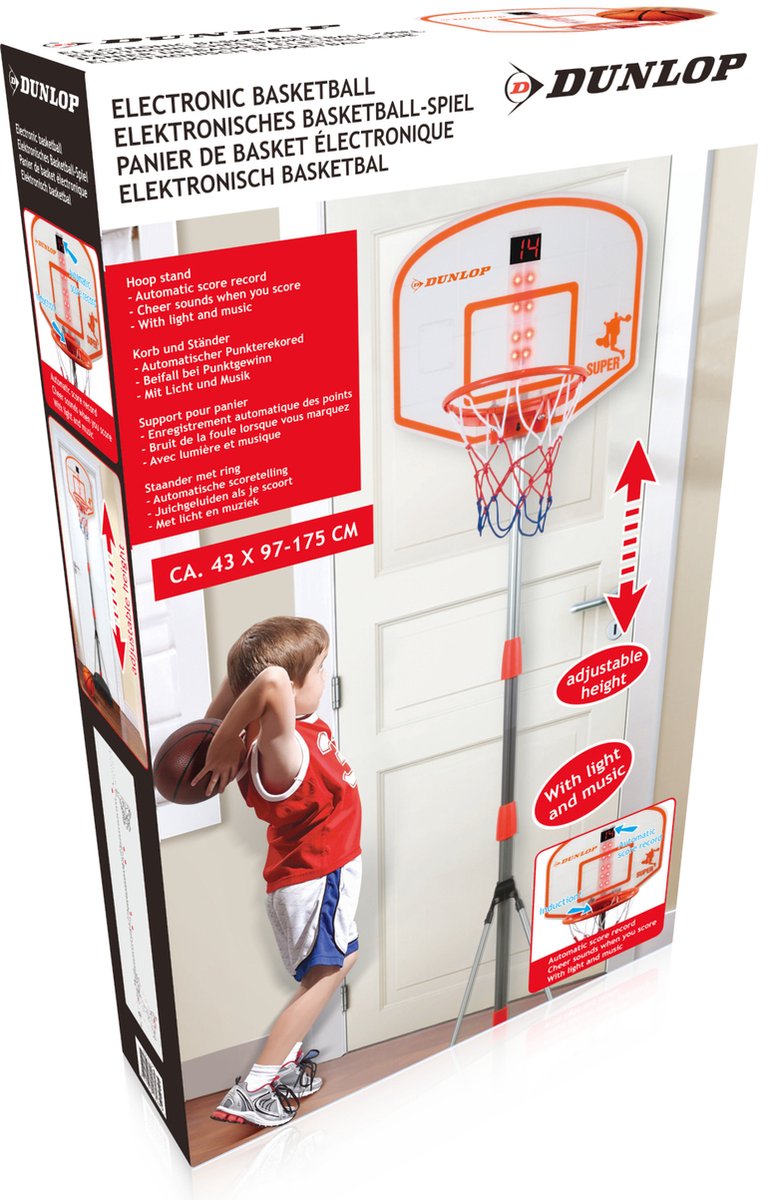 Dunlop Basketbalring met Standaard - Verstelbaar: 97 tot 175 Cm - Licht en  Geluid -... | bol.com