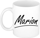 Marion naam cadeau mok / beker sierlijke letters - Cadeau collega/ moederdag/ verjaardag of persoonlijke voornaam mok werknemers