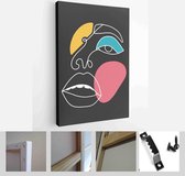 Modern abstract faces with abstract shapes. Minimalism concept. Line art drawing style. Contemporary silhouette of woman - Modern Art Canvas - Vertical - 1770548135 - 50*40 Vertical