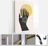 Abstract poster collection with mehendi hand, animals and insects: elephant, moth. Set of contemporary scandinavian art print templates - Modern Art Canvas - Vertical - 1806642484 - 115*75 Ve