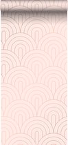 ESTAhome behang art deco motief zacht roze en roségoud - 139217 - 0.53 x 10.05 m