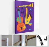 Set of jazz festival posters. Vector compositions included: saxophone, trombone, clarinet, violin, double bass, piano, trumpet, bass drum and banjo, guitar - Modern Art Canvas - Ve