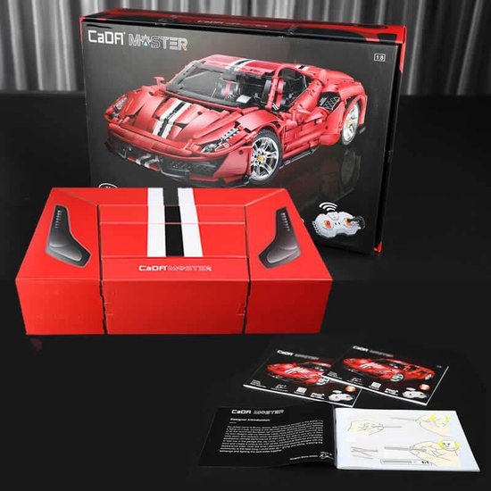 CADA MASTER XXL Series Red Super Car - 3187 onderdelen - Compatibel met grote merken