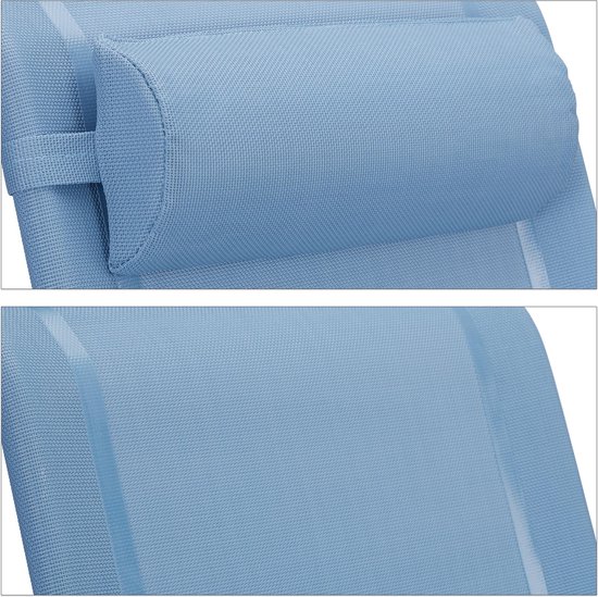 Relaxdays ligstoel klapbaar - nekkussen - flessenopener - verstelbare armleuning - 120 kg - kunststof - staal - blauw van Relaxdays — afbeelding 3