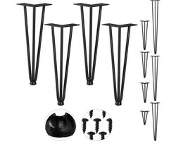 hairpin poten - 4 stuks - 3 stutten - metaal - 36 cm - zwart