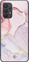 Samsung A32 4G hoesje - Marmer roze paars | Samsung Galaxy A32 4G case | Hardcase backcover zwart