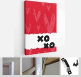 Valentines day romantic background with heart vector graphic and greeting card set with lettering love messages - Modern Art Canvas - Vertical - 1866695344 - 40-30 Vertical