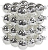 72x Zilveren glazen kerstballen 4 cm - glans - Kerstboomversiering zilver
