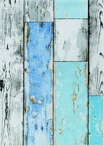 2x rollen decoratie plakfolie houten planken look blauw/grijs 45 cm x 2 meter zelfklevend - Decoratiefolie - Meubelfolie