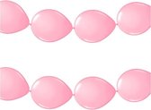 2x stuks feestversiering - Ballonnen slinger lichtroze 3 meter - roze versiering/feestartikelen
