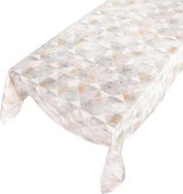 Tafelzeil Triangolo Beige-Grijs -  140 x 450 cm - Grijs tafellaken - Tafelkleed plastic - Voor buiten en binnen - Verschillende maten - Geleverd in een koker