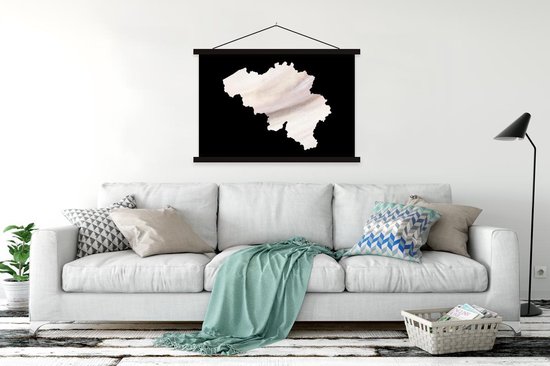 Affiche scolaire - Carte - België - Wit - 150x100 cm - Lattes noires