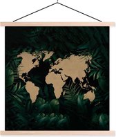 Affiche scolaire - Wereldkaart - Fleurs - Plantes - 60x60 cm - Lattes vierges