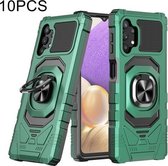 Voor Samsung Galaxy A32 5G 10 PCS Union Armor Magnetische PC + TPU Shockproof Case met 360 Graden Rotatie Ring Houder (Dark Night Green)