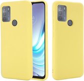 Voor Motorola Moto G50 Pure Color Liquid Silicone Shockproof Full Coverage Case (geel)