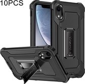 10 PCS Knight Jazz PC + TPU schokbestendige beschermhoes met opvouwbare houder voor iPhone XR (zwart)