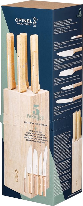 Opinel Parallèle "Bread" Messenblok - 5-delig - Beukenhout
